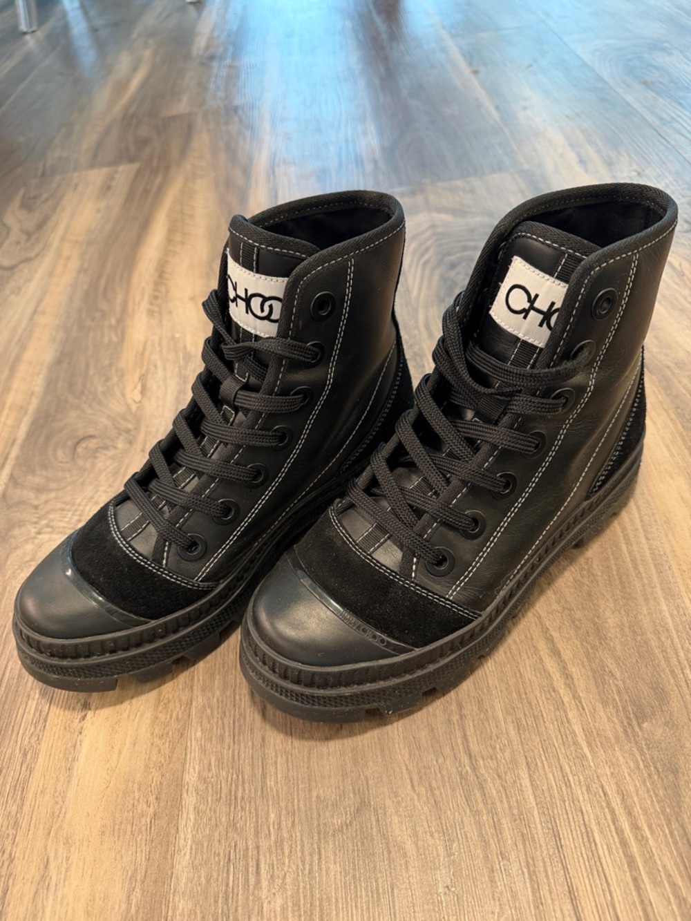 Jimmy Choo Black High-Top Combat Boots